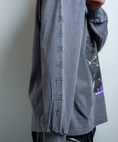 BACKSTAGE PASS(バックステージパス)の「【黒野京×BACKSTAGE PASS コラボ】BARBED ピグメント加工 オーバーサイズ ロンT(Tシャツ/カットソー・メンズ・ライトグレー/ブラック/ダークグレー・FREE)」の16枚目の写真