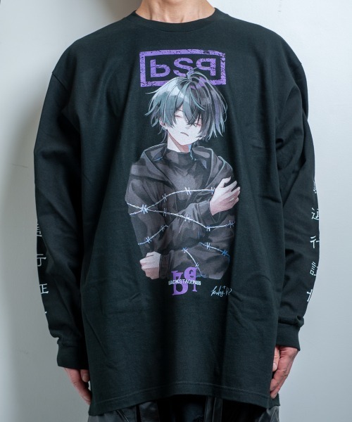 BACKSTAGE PASS(バックステージパス)の「【黒野京×BACKSTAGE PASS コラボ】BARBED ピグメント加工 オーバーサイズ ロンT(Tシャツ/カットソー・メンズ・ライトグレー/ブラック/ダークグレー・FREE)」の4枚目の写真