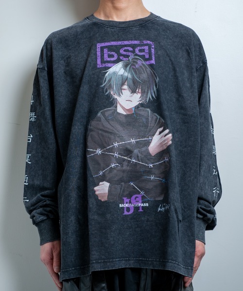 BACKSTAGE PASS(バックステージパス)の「【黒野京×BACKSTAGE PASS コラボ】BARBED ピグメント加工 オーバーサイズ ロンT(Tシャツ/カットソー・メンズ・ライトグレー/ブラック/ダークグレー・FREE)」の19枚目の写真