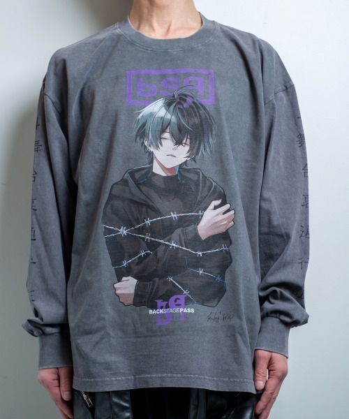 BACKSTAGE PASS(バックステージパス)の「【黒野京×BACKSTAGE PASS コラボ】BARBED ピグメント加工 オーバーサイズ ロンT(Tシャツ/カットソー・メンズ・ライトグレー/ブラック/ダークグレー・FREE)」の11枚目の写真