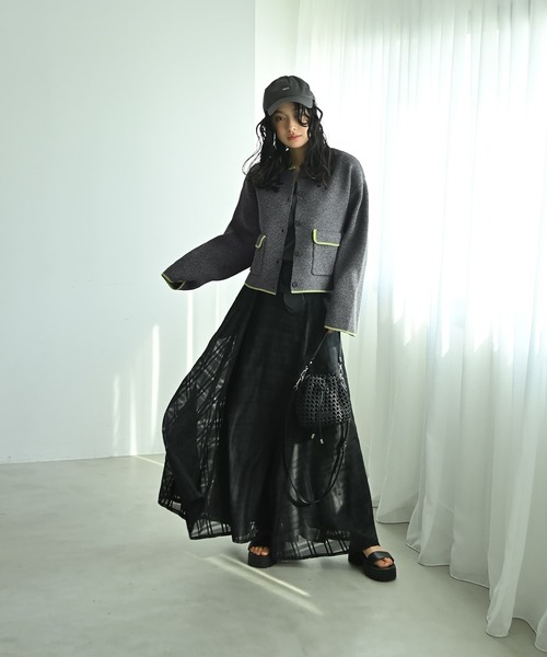 STYLE DELI(スタイルデリ)の「【BLK001】配色クルーネックカーディガン(カーディガン/ボレロ・レディース・チャコール/アイボリー・FREE)」の15枚目の写真