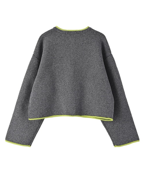 STYLE DELI(スタイルデリ)の「【BLK001】配色クルーネックカーディガン(カーディガン/ボレロ・レディース・チャコール/アイボリー・FREE)」の6枚目の写真