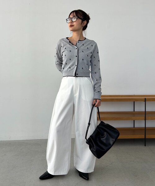 CAPRICIEUX LE'MAGE（カプリシューレマージュ）の「モノグラムカーディガン（カーディガン/ボレロ・レディース・チャコールグレー/ベージュ/ライトグレー・FREE）」の8枚目の写真