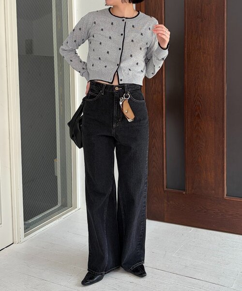 CAPRICIEUX LE'MAGE（カプリシューレマージュ）の「モノグラムカーディガン（カーディガン/ボレロ・レディース・チャコールグレー/ベージュ/ライトグレー・FREE）」の13枚目の写真