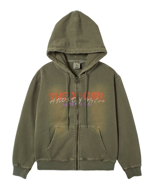 FADED LOGO PRINT ZIP UP SWEAT HOODIE（パーカー）｜X-girl（エックス