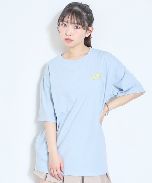 LOVETOXIC（ラブトキシック）の「【綿100%】バックフォトルーズ半袖T（Tシャツ/カットソー・キッズ・チャコール/オフホワイト/サックスブルー/イエロー・M:150cm/S:140cm/L:160cm/130cm）」の13枚目の写真