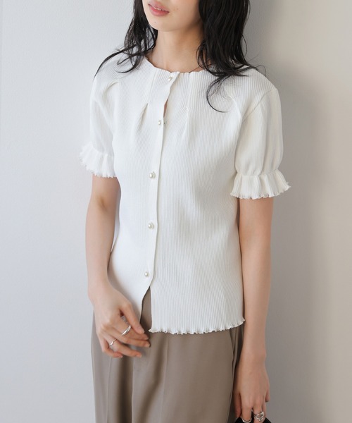 AMELY(エミリー)の「前後2WAYリブニットトップス(ニット/セーター・レディース・ブラック/ピンク/ホワイト/モカ・フリー)」の2枚目の写真