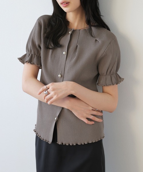 AMELY(エミリー)の「前後2WAYリブニットトップス(ニット/セーター・レディース・ブラック/ピンク/ホワイト/モカ・フリー)」の4枚目の写真