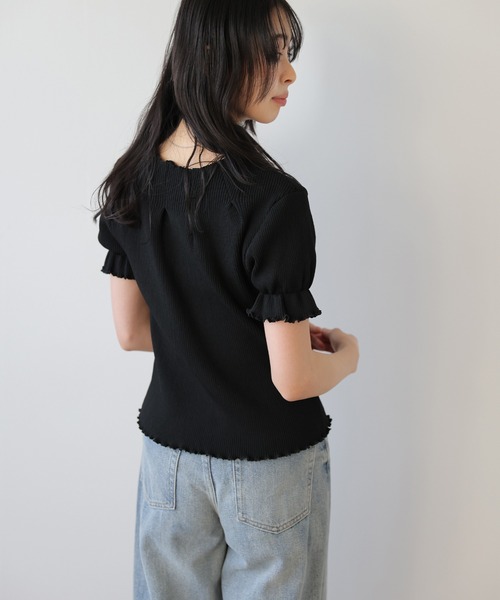AMELY(エミリー)の「前後2WAYリブニットトップス(ニット/セーター・レディース・ブラック/ピンク/ホワイト/モカ・フリー)」の9枚目の写真