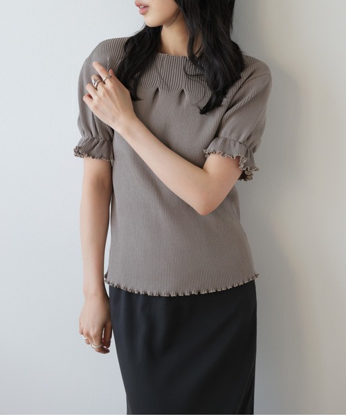AMELY(エミリー)の「前後2WAYリブニットトップス(ニット/セーター・レディース・ブラック/ピンク/ホワイト/モカ・フリー)」の14枚目の写真