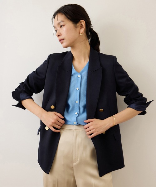 ROPE'（ロペ）の「ストレッチ金ボタンブレザージャケット（テーラードジャケット・レディース・ネイビー・36/38）」の2枚目の写真