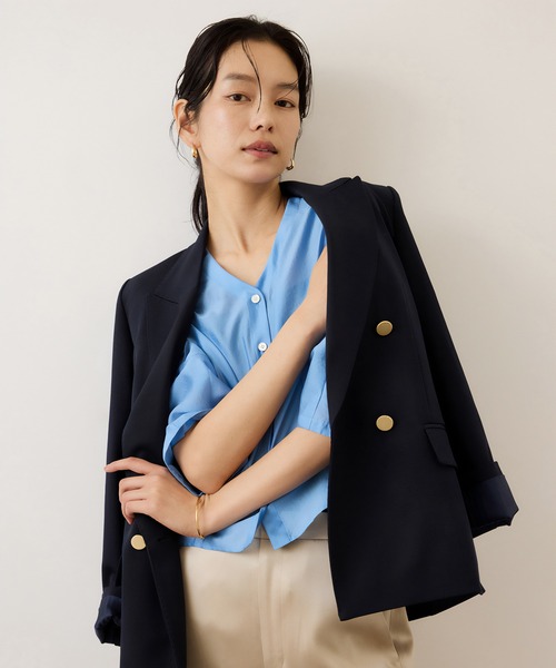 ROPE'（ロペ）の「ストレッチ金ボタンブレザージャケット（テーラードジャケット・レディース・ネイビー・36/38）」の5枚目の写真