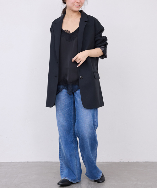 SLOBE IENA（スローブイエナ）の「《追加3》サテンレースキャミソール（キャミソール・レディース・アイボリー/ブラック・FREE）」の4枚目の写真