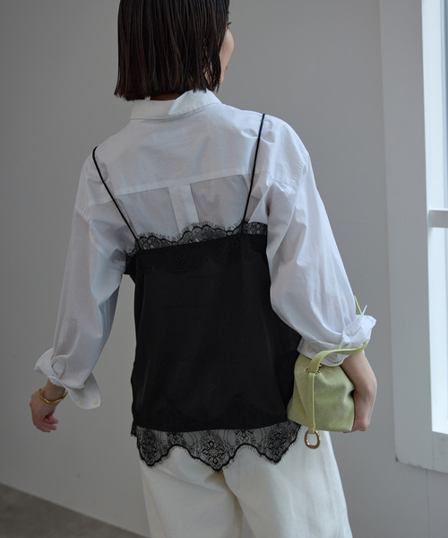 SLOBE IENA（スローブイエナ）の「《追加3》サテンレースキャミソール（キャミソール・レディース・アイボリー/ブラック・FREE）」の14枚目の写真