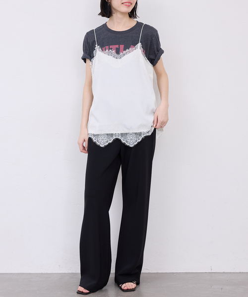 SLOBE IENA（スローブイエナ）の「《追加3》サテンレースキャミソール（キャミソール・レディース・アイボリー/ブラック・FREE）」の16枚目の写真