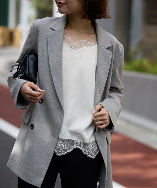 SLOBE IENA(スローブイエナ)の「《追加3》サテンレースキャミソール(キャミソール・レディース・アイボリー/ブラック・FREE)」の4枚目の写真