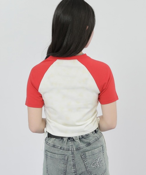 ANAP GｉRL（アナップガール）の「ROCK シャーリング トップス（Tシャツ/カットソー・キッズ・ブラック/レッド・XS/S/M）」の10枚目の写真