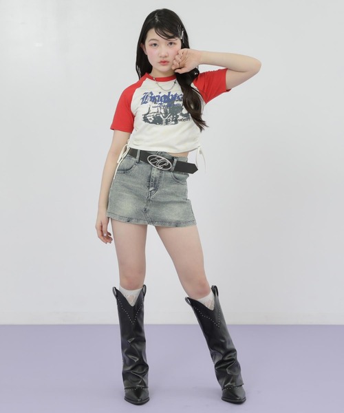 ANAP GｉRL（アナップガール）の「ROCK シャーリング トップス（Tシャツ/カットソー・キッズ・ブラック/レッド・XS/S/M）」の11枚目の写真