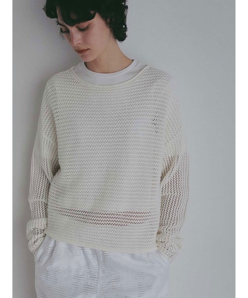 HER.（ハー）の「ニットメッシュプルオーバー（ニット/セーター・レディース・ブラック/ネイビー/オフホワイト・フリー）」の13枚目の写真