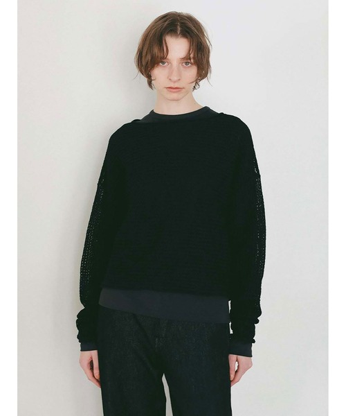 HER.（ハー）の「ニットメッシュプルオーバー（ニット/セーター・レディース・ブラック/ネイビー/オフホワイト・フリー）」の6枚目の写真