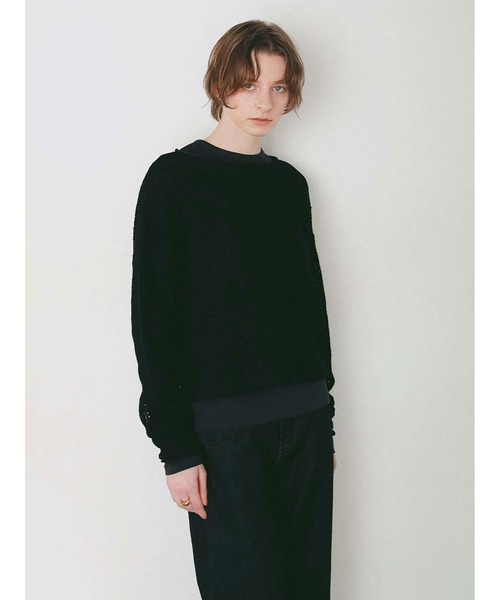 HER.（ハー）の「ニットメッシュプルオーバー（ニット/セーター・レディース・ブラック/ネイビー/オフホワイト・フリー）」の7枚目の写真