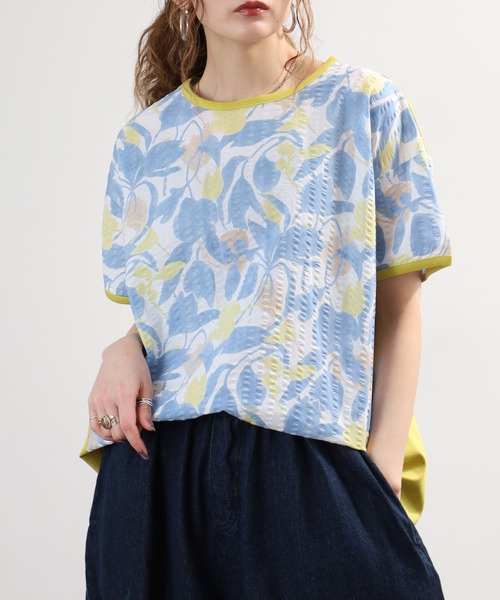 BRODIAEA(ブローディア)の「BRODIAEA 塩縮加工ボタニカル柄カットソー 日本製(Tシャツ/カットソー・レディース・サックスブルー・40)」の20枚目の写真