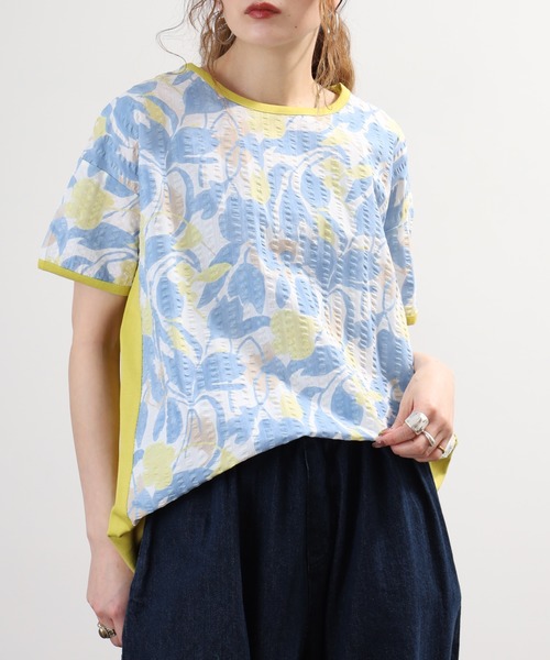 BRODIAEA(ブローディア)の「BRODIAEA 塩縮加工ボタニカル柄カットソー 日本製(Tシャツ/カットソー・レディース・サックスブルー・40)」の19枚目の写真