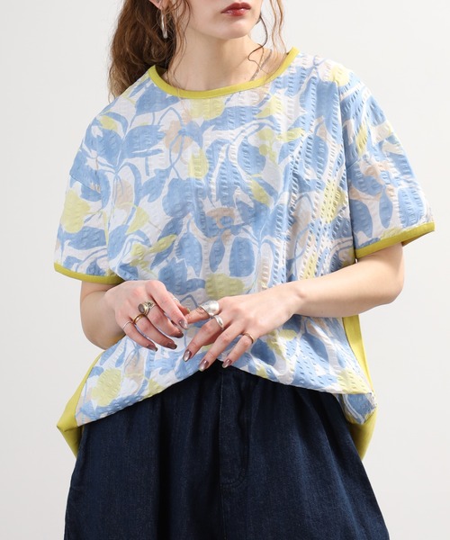 BRODIAEA(ブローディア)の「BRODIAEA 塩縮加工ボタニカル柄カットソー 日本製(Tシャツ/カットソー・レディース・サックスブルー・40)」の18枚目の写真