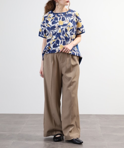 BRODIAEA(ブローディア)の「BRODIAEA 塩縮加工ボタニカル柄カットソー 日本製(Tシャツ/カットソー・レディース・サックスブルー・40)」の21枚目の写真