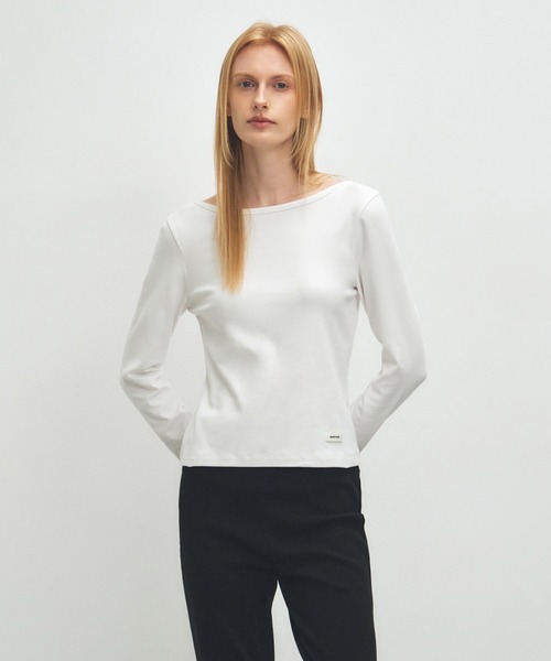 MARITHE + FRANCOIS GIRBAUD(マリテフランソワジルボー)の「W BASIC SCOOP BACK LONG SLEEVE(Tシャツ/カットソー・レディース・ホワイト/ヘザーグレー/ブラック・SMALL/MEDIUM)」の2枚目の写真
