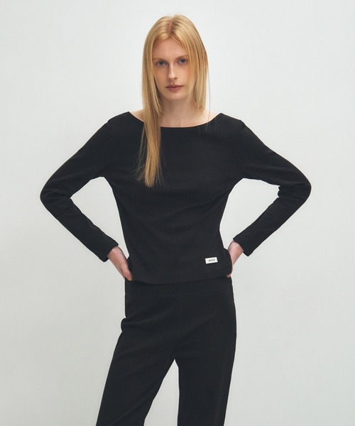 MARITHE + FRANCOIS GIRBAUD(マリテフランソワジルボー)の「W BASIC SCOOP BACK LONG SLEEVE(Tシャツ/カットソー・レディース・ホワイト/ヘザーグレー/ブラック・SMALL/MEDIUM)」の1枚目の写真