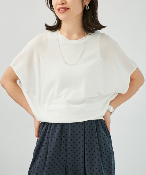 VERMEIL par iena（ヴェルメイユパーイエナ）の「シアーフライスレーヤードトップス（Tシャツ/カットソー・レディース・ブラック/ホワイト/ピンク・FREE）」の2枚目の写真