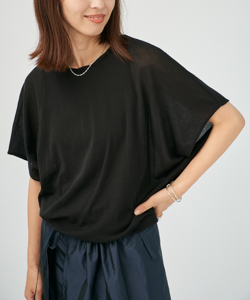 VERMEIL par iena（ヴェルメイユパーイエナ）の「シアーフライスレーヤードトップス（Tシャツ/カットソー・レディース・ブラック/ホワイト/ピンク・FREE）」の7枚目の写真