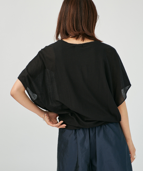 VERMEIL par iena（ヴェルメイユパーイエナ）の「シアーフライスレーヤードトップス（Tシャツ/カットソー・レディース・ブラック/ホワイト/ピンク・FREE）」の9枚目の写真
