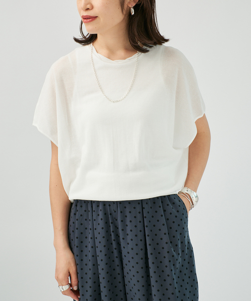 VERMEIL par iena（ヴェルメイユパーイエナ）の「シアーフライスレーヤードトップス（Tシャツ/カットソー・レディース・ブラック/ホワイト/ピンク・FREE）」の13枚目の写真