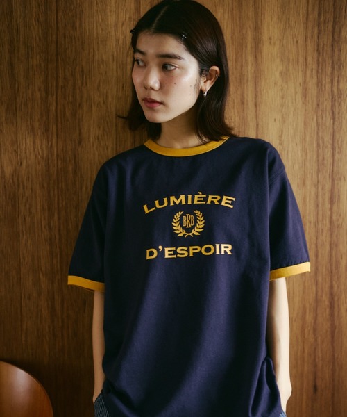 BROKEN BASE(ブロークンベース)の「College Logo Ringer Tee / カレッジロゴリンガーTee(Tシャツ/カットソー・メンズ・ホワイト/ネイビー/グレー・SMALL/MEDIUM/LARGE)」の8枚目の写真