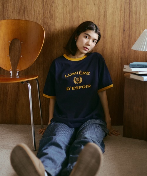 BROKEN BASE(ブロークンベース)の「College Logo Ringer Tee / カレッジロゴリンガーTee(Tシャツ/カットソー・メンズ・ホワイト/ネイビー/グレー・SMALL/MEDIUM/LARGE)」の9枚目の写真