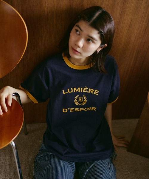 BROKEN BASE(ブロークンベース)の「College Logo Ringer Tee / カレッジロゴリンガーTee(Tシャツ/カットソー・メンズ・ホワイト/ネイビー/グレー・SMALL/MEDIUM/LARGE)」の4枚目の写真