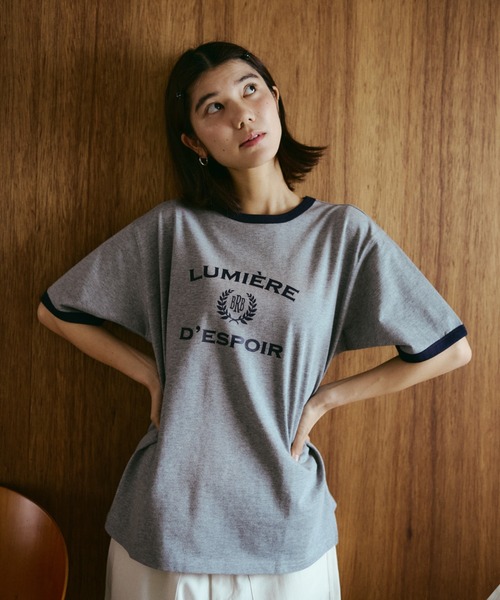 BROKEN BASE(ブロークンベース)の「College Logo Ringer Tee / カレッジロゴリンガーTee(Tシャツ/カットソー・メンズ・ホワイト/ネイビー/グレー・SMALL/MEDIUM/LARGE)」の16枚目の写真