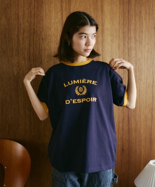 BROKEN BASE(ブロークンベース)の「College Logo Ringer Tee / カレッジロゴリンガーTee(Tシャツ/カットソー・メンズ・ホワイト/ネイビー/グレー・SMALL/MEDIUM/LARGE)」の5枚目の写真