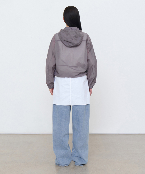 MUSINSA STANDARD WOMAN（ムシンサスタンダードウーマン）の「ウィメンズシアーフード付きウィンドブレーカージャケット [パープルグレー]（ナイロンジャケット・レディース・その他・SMALL/MEDIUM/LARGE）」の2枚目の写真