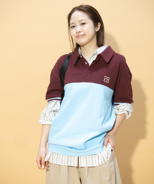 JEANASIS（ジーナシス）の「【PEE企画】ラガ－シャツ/664278（ポロシャツ・レディース・ネイビー系/レッド系その他/ブラウン系その他・FREE）」の2枚目の写真