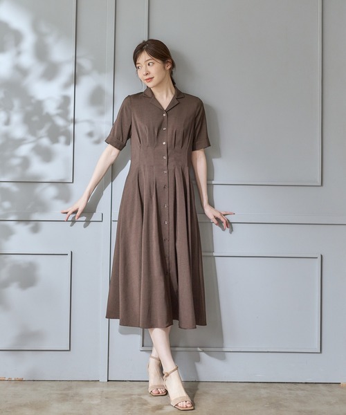 12Twelve Agenda(トゥエルブ アジェンダ)の「開襟ウエストタックシャツワンピース(ワンピース・レディース・ベージュ/チャコールグレー/ブラウン/ブルー・M)」の12枚目の写真