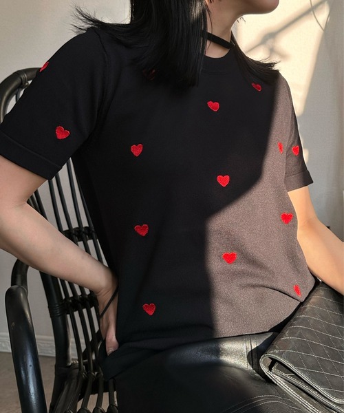 deux amour(ドゥーザムール)の「ハートTシャツ(Tシャツ/カットソー・レディース・ブラック・FREE)」の3枚目の写真