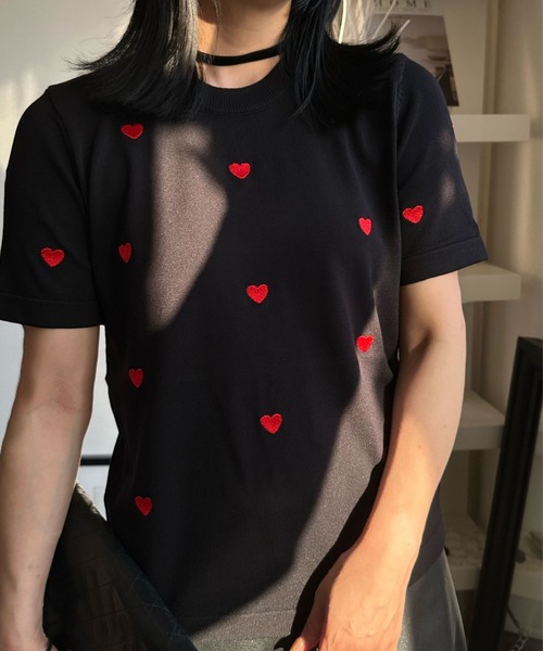 deux amour(ドゥーザムール)の「ハートTシャツ(Tシャツ/カットソー・レディース・ブラック・FREE)」の4枚目の写真
