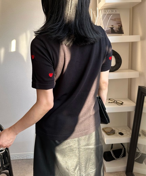 deux amour(ドゥーザムール)の「ハートTシャツ(Tシャツ/カットソー・レディース・ブラック・FREE)」の5枚目の写真