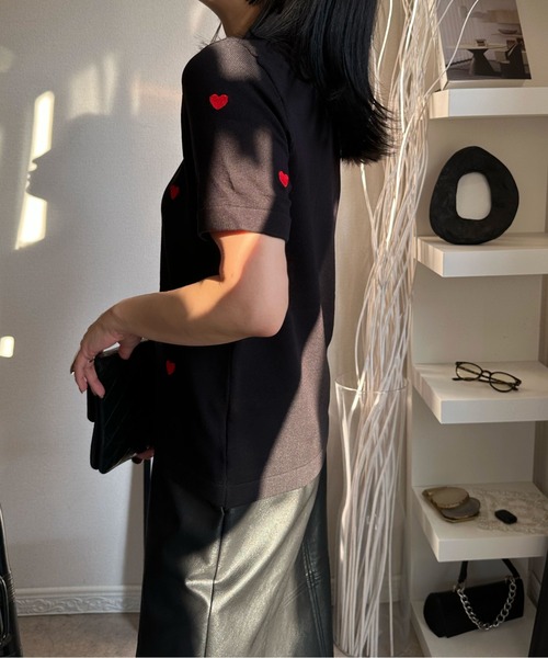 deux amour(ドゥーザムール)の「ハートTシャツ(Tシャツ/カットソー・レディース・ブラック・FREE)」の6枚目の写真