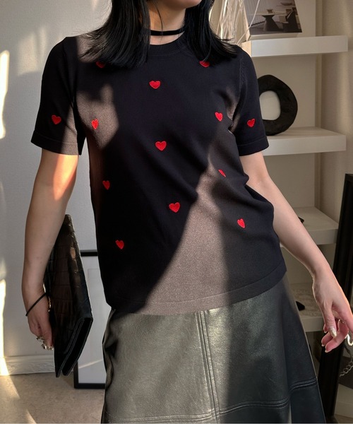 deux amour(ドゥーザムール)の「ハートTシャツ(Tシャツ/カットソー・レディース・ブラック・FREE)」の7枚目の写真