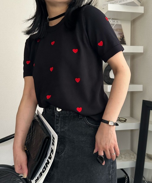 deux amour(ドゥーザムール)の「ハートTシャツ(Tシャツ/カットソー・レディース・ブラック・FREE)」の8枚目の写真