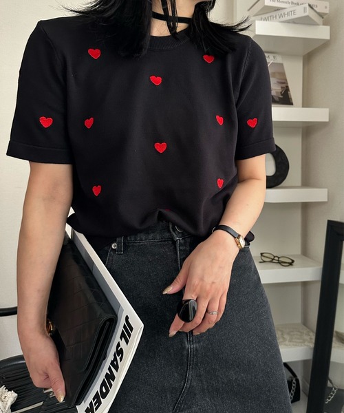 deux amour(ドゥーザムール)の「ハートTシャツ(Tシャツ/カットソー・レディース・ブラック・FREE)」の11枚目の写真